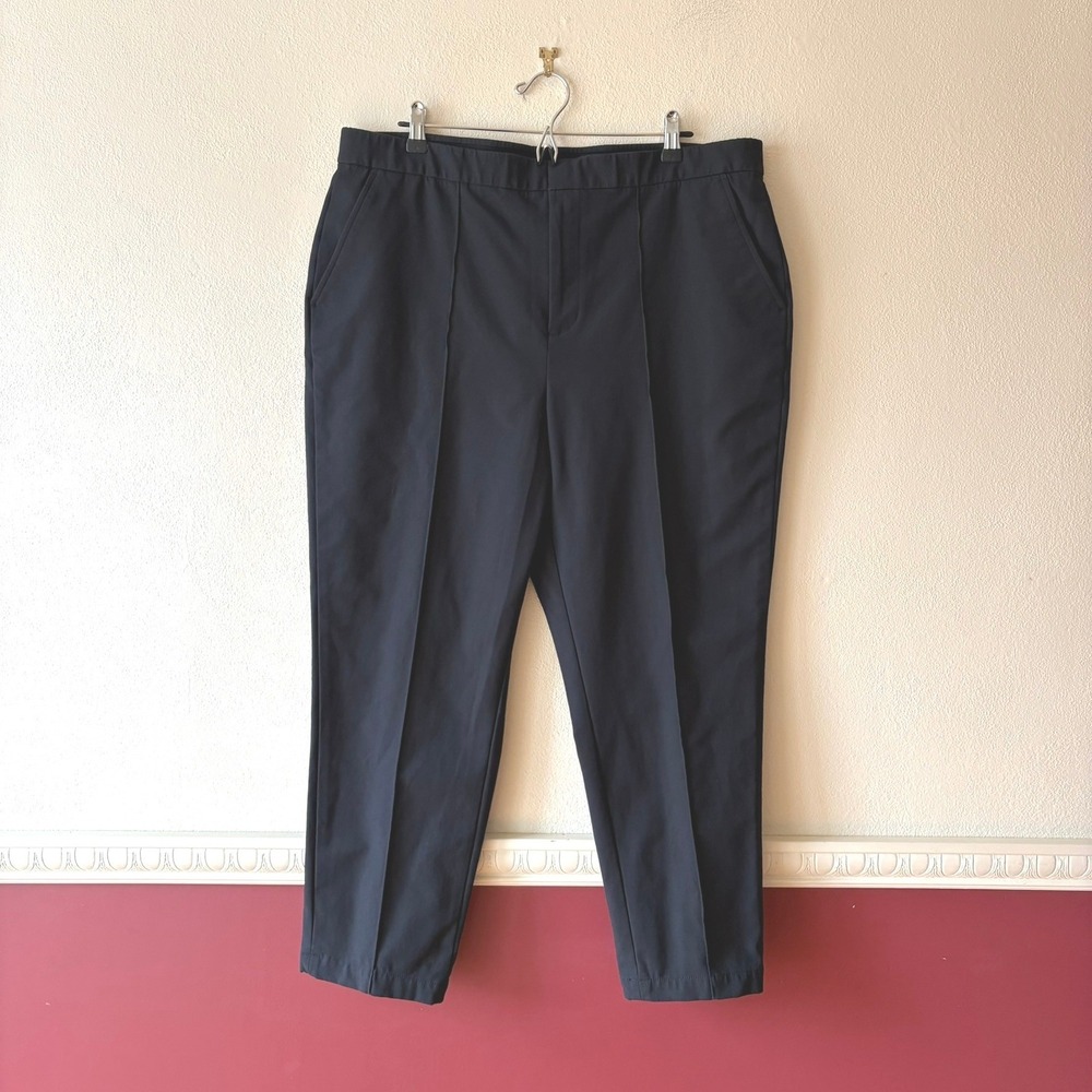 Lands' End Womens Black High Rise Pintuck Ankle Pants‎ Size 18 Cotton Stretch